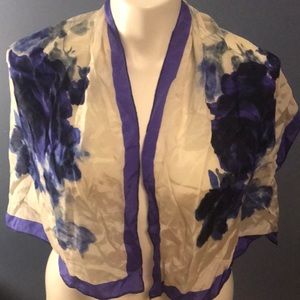 Beautiful purple & blue & cream silk scarf